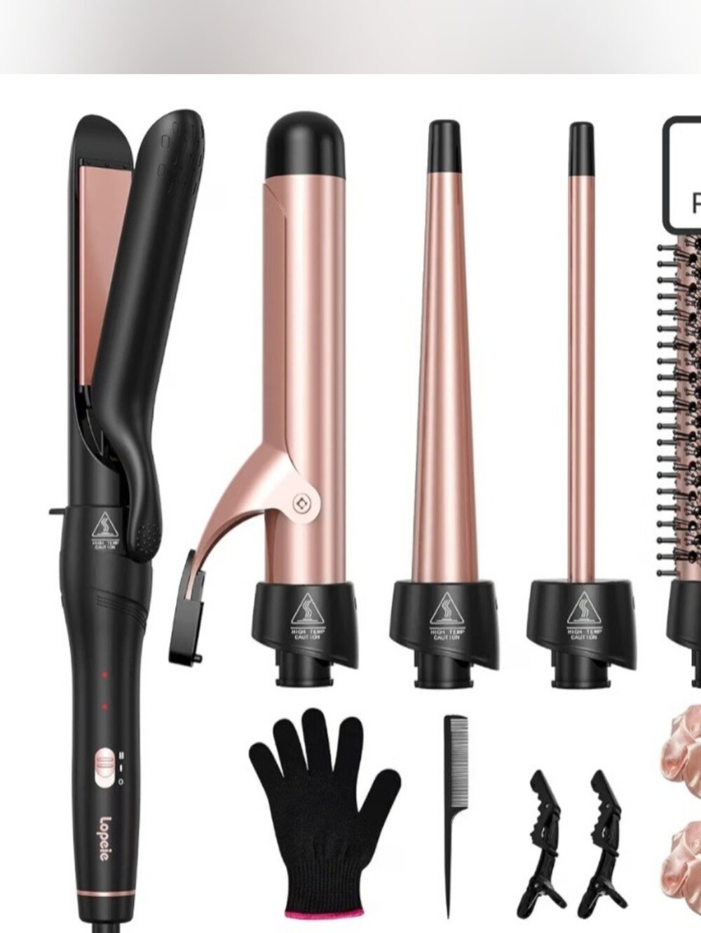 New 4-in-1 Rose Gold Hair Styling Set - Curling Wand & Flat Iron